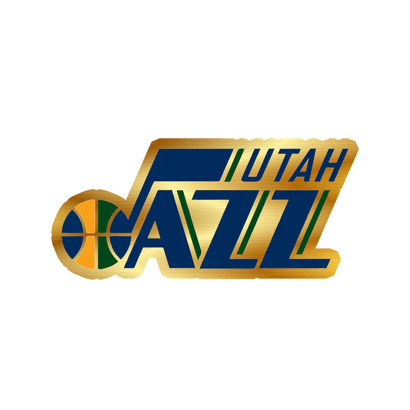 Utah Jazz - Name With Logo - Gold Chrome Vinyl Sticker - Custom Size