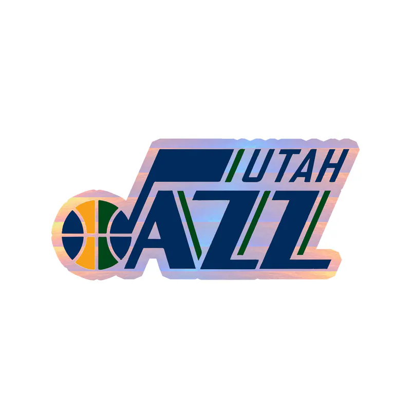 Utah Jazz - Name With Logo - Holographic Vinyl Sticker - Custom Size