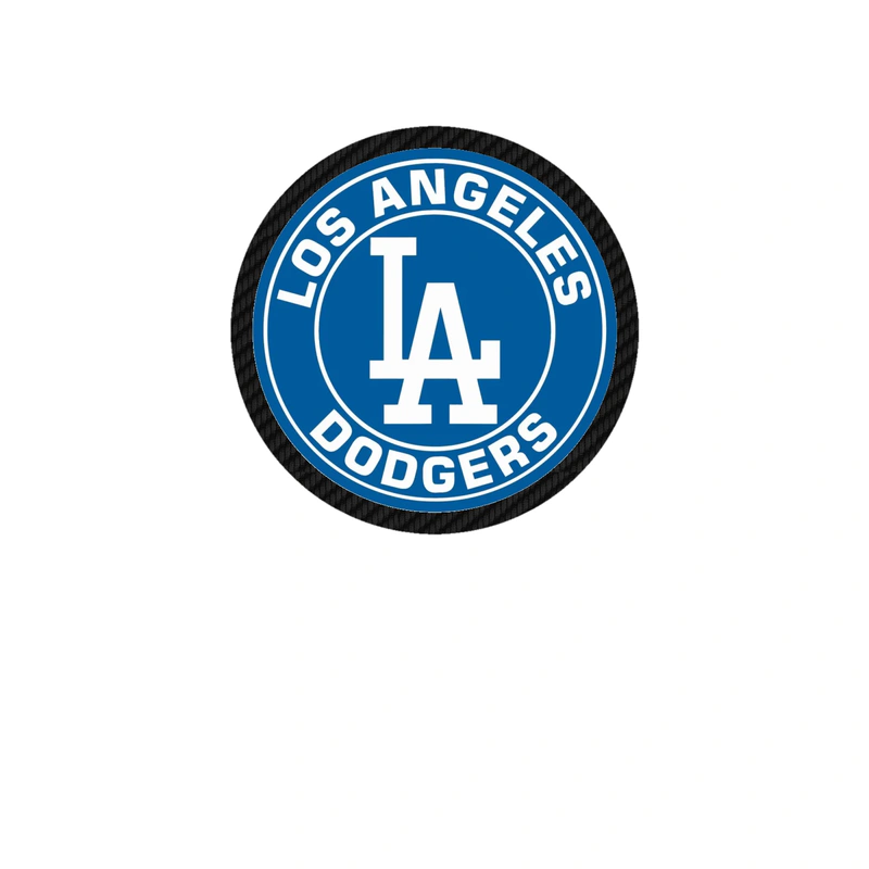 Los Angeles Dodgers - Blue Circle With White Words - Carbon Fiber Vinyl Sticker - Custom Size