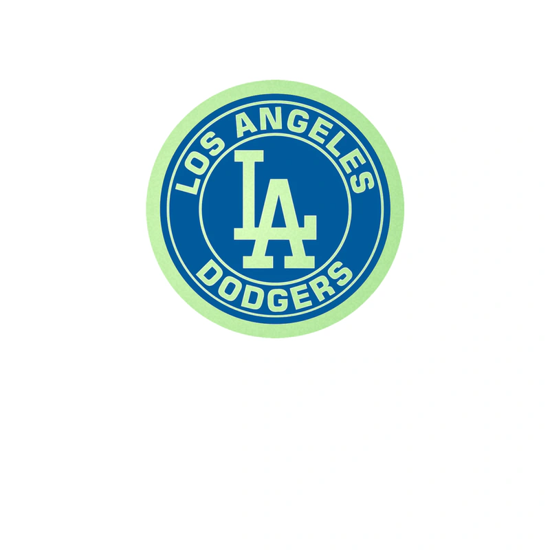 Los Angeles Dodgers - Blue Circle With White Words - Glow in the Dark Vinyl Sticker - Custom Size