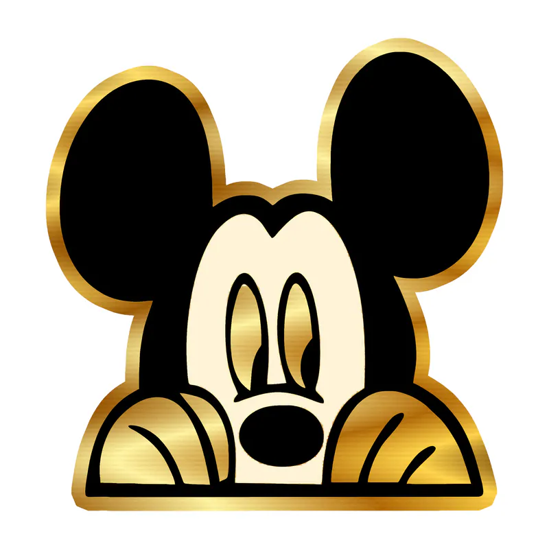 Mickey Peeking Gold Chrome Vinyl Sticker - Custom Size