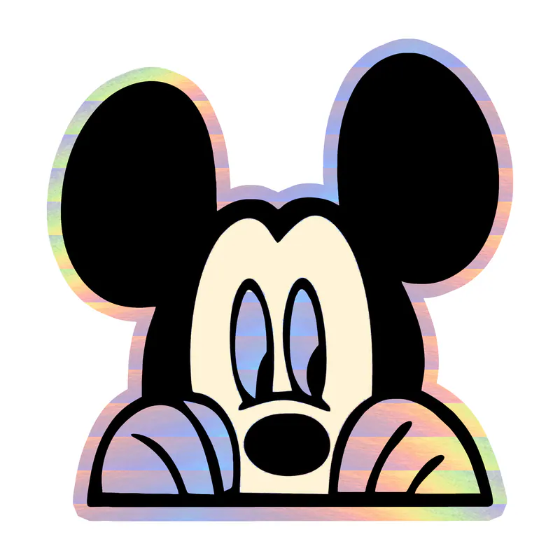 Mickey Peeking Holographic Vinyl Sticker - Custom Size