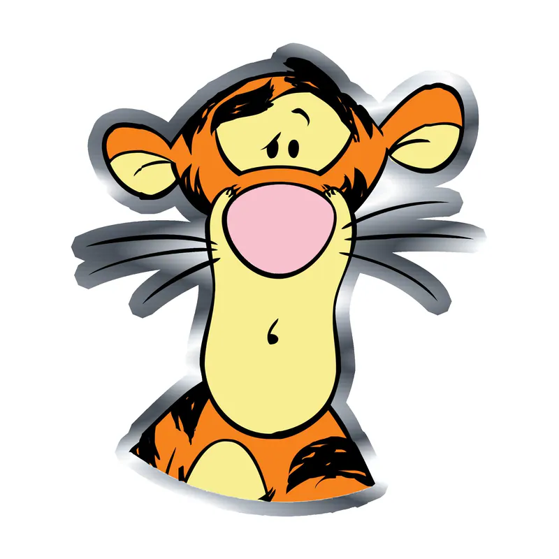 Winnie The Pooh - Tigger - Silver Chrome Vinyl Sticker - Custom Size