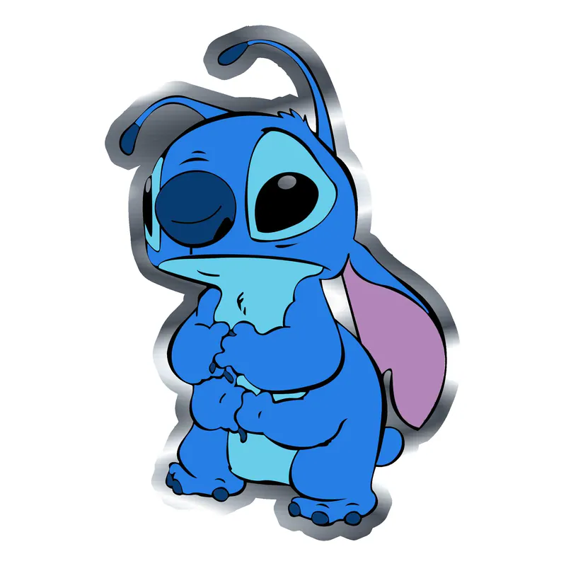 Stitch Silver Chrome Vinyl Sticker - Custom Size