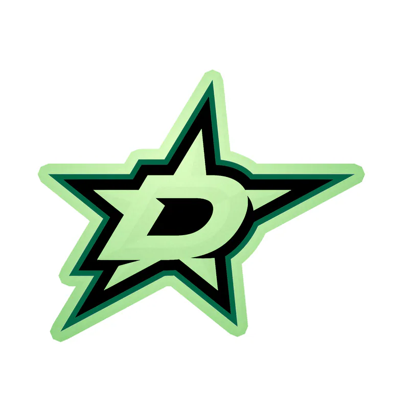 Dallas Stars  - Star With D In Center - Glow in the Dark Vinyl Sticker - Custom Size