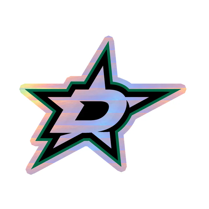 Dallas Stars  - Star With D In Center - Holographic Vinyl Sticker - Custom Size
