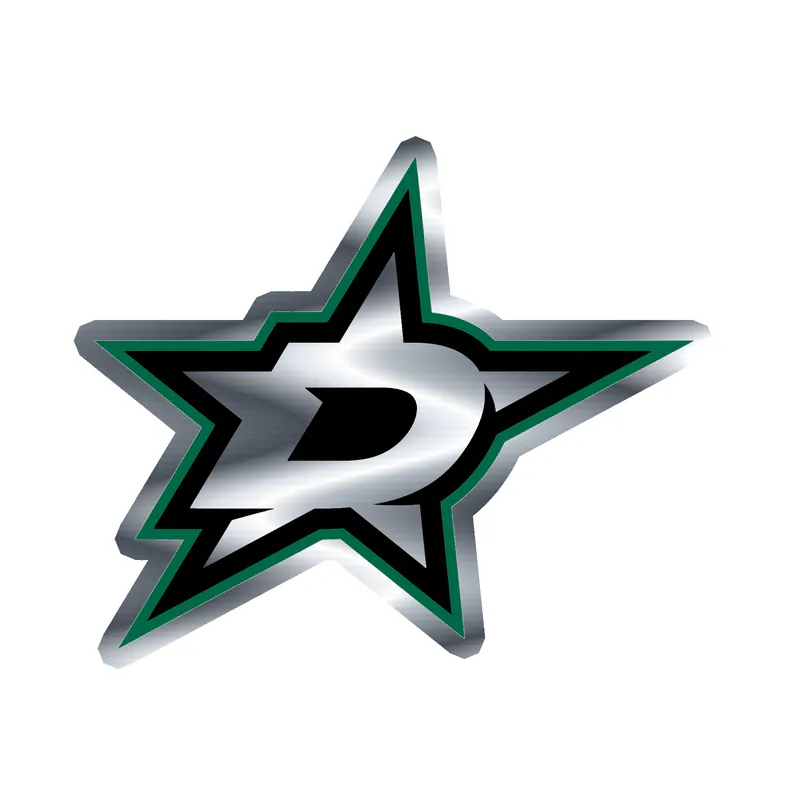 Dallas Stars  - Star With D In Center - Silver Chrome Vinyl Sticker - Custom Size