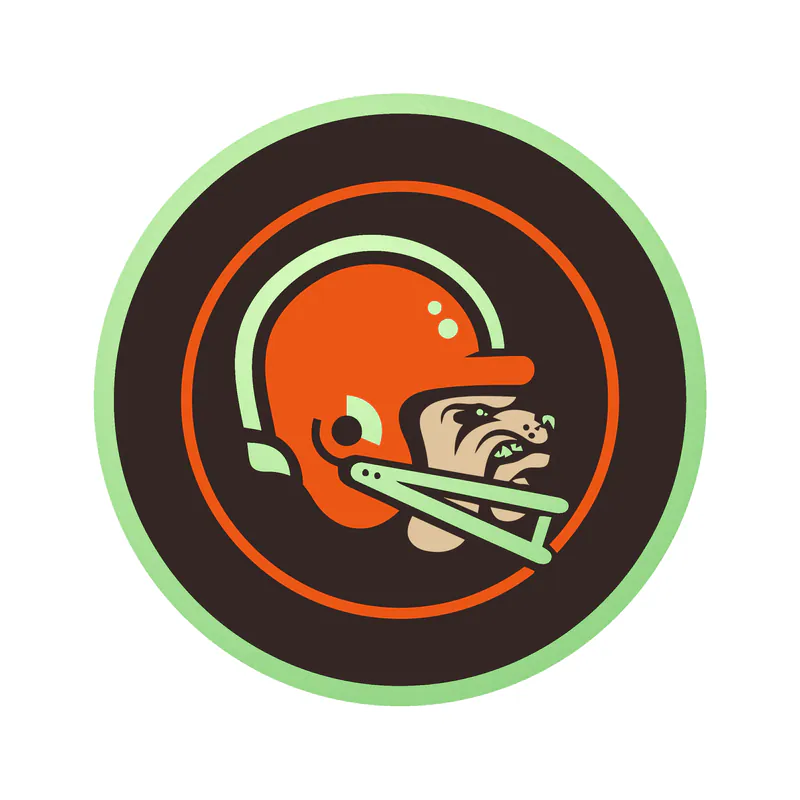 Cleveland Browns - Circle Logo with Head - Glow in the Dark Vinyl Sticker - Custom Size