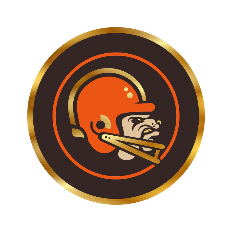 Cleveland Browns - Circle Logo with Head - Gold Chrome Vinyl Sticker - Custom Size