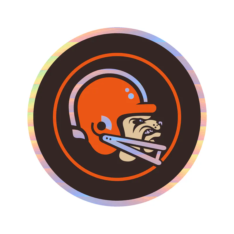 Cleveland Browns - Circle Logo with Head - Holographic Vinyl Sticker - Custom Size
