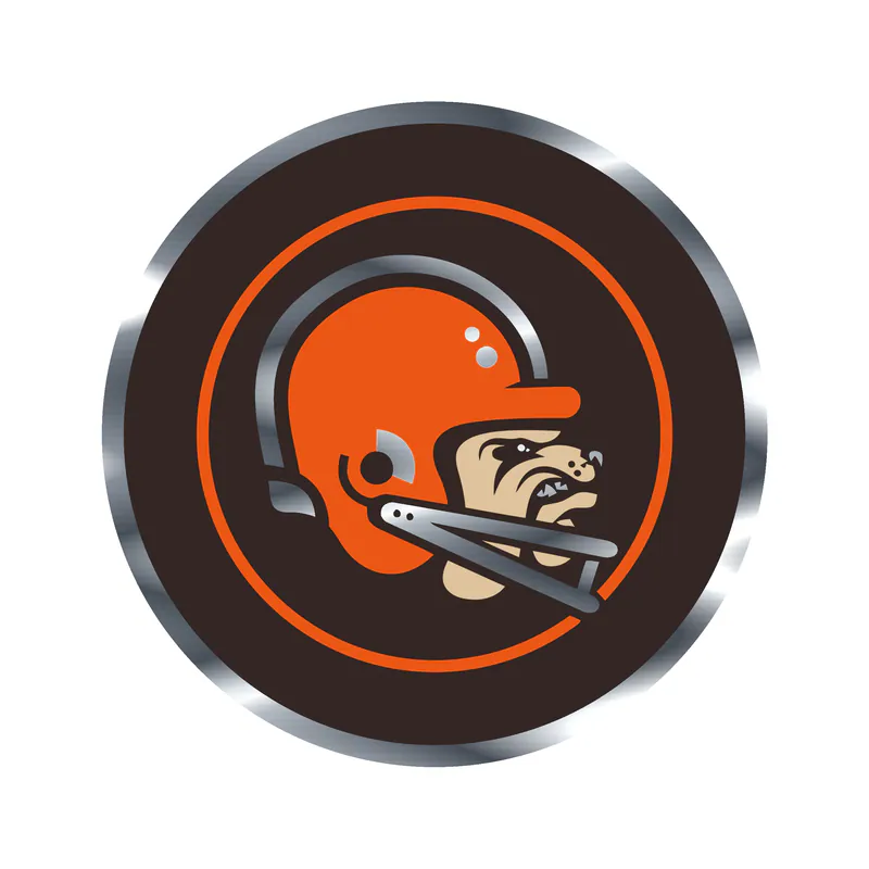 Cleveland Browns - Circle Logo with Head - Silver Chrome Vinyl Sticker - Custom Size