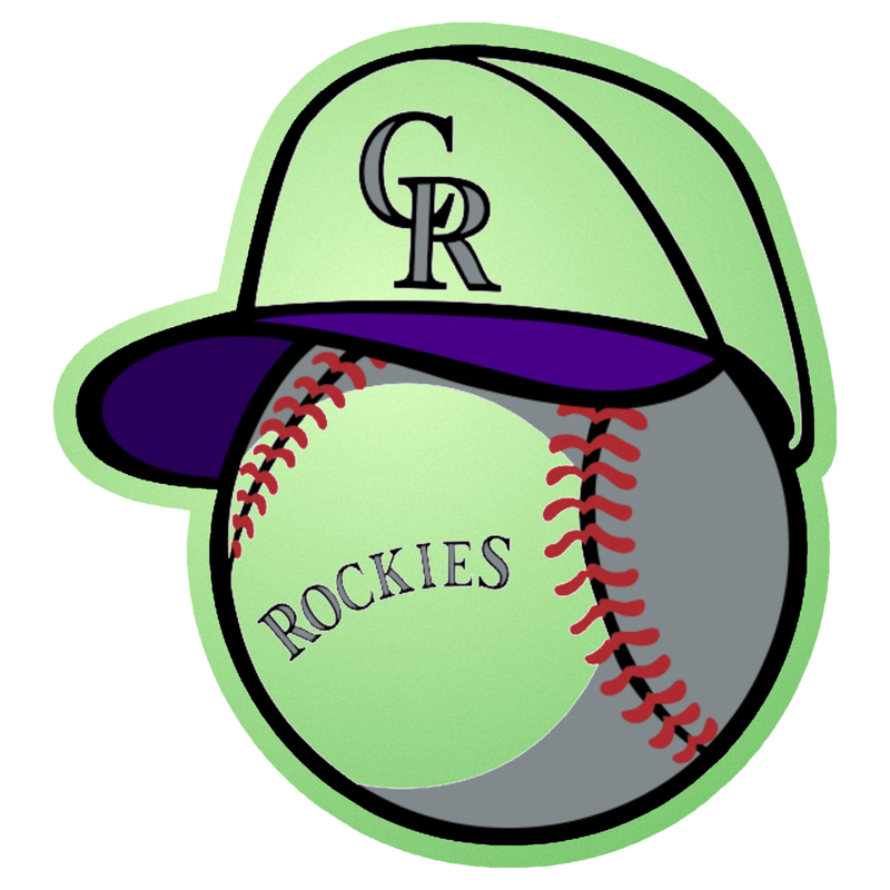 Colorado Rockies - Baseball With Hat - Glow in the Dark Vinyl Sticker - Custom Size