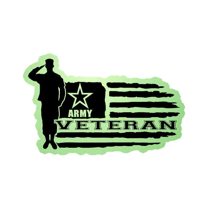 Veteran American Flag Glow in the Dark Vinyl Decal - Custom Size