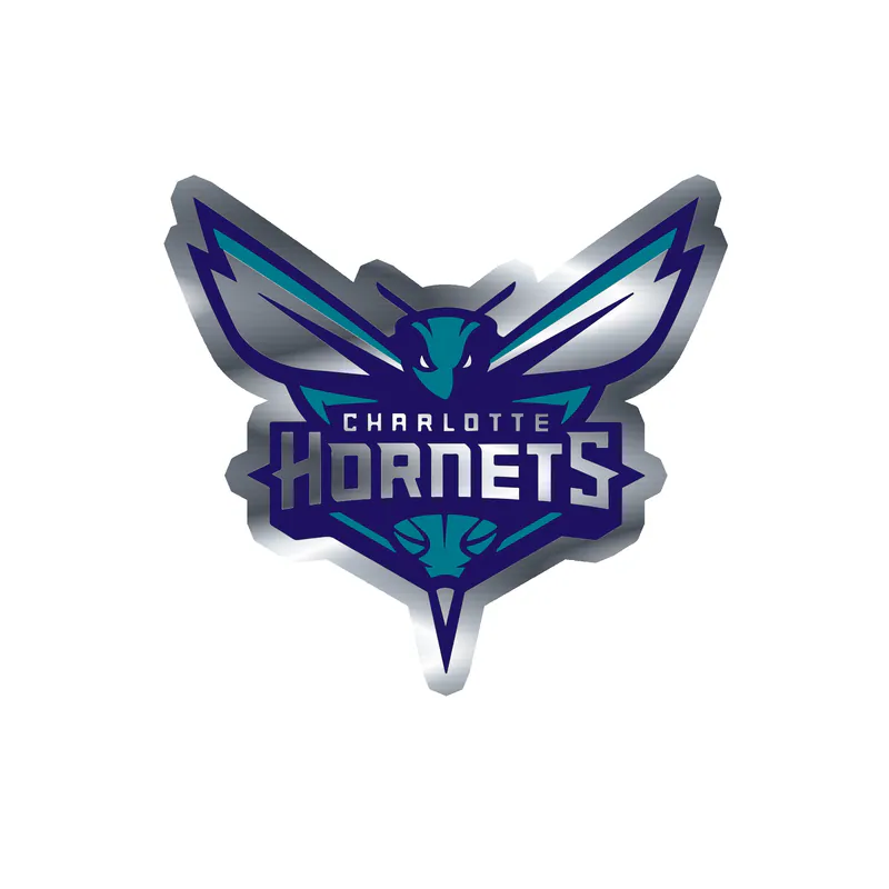Charlotte hornets - Hornet with Name - Silver Chrome Vinyl Sticker - Custom Size