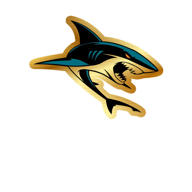 San Jose Sharks - Shark - Gold Chrome Vinyl Sticker - Custom Size