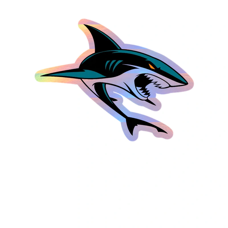 San Jose Sharks - Shark - Holographic Vinyl Sticker - Custom Size