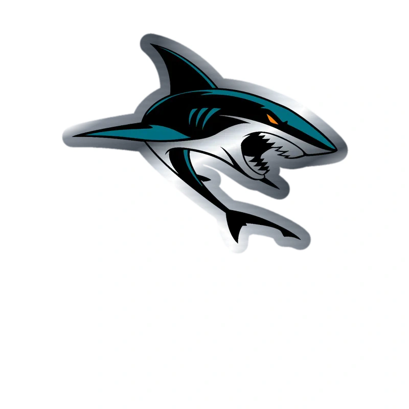 San Jose Sharks - Shark - Silver Chrome Vinyl Sticker - Custom Size
