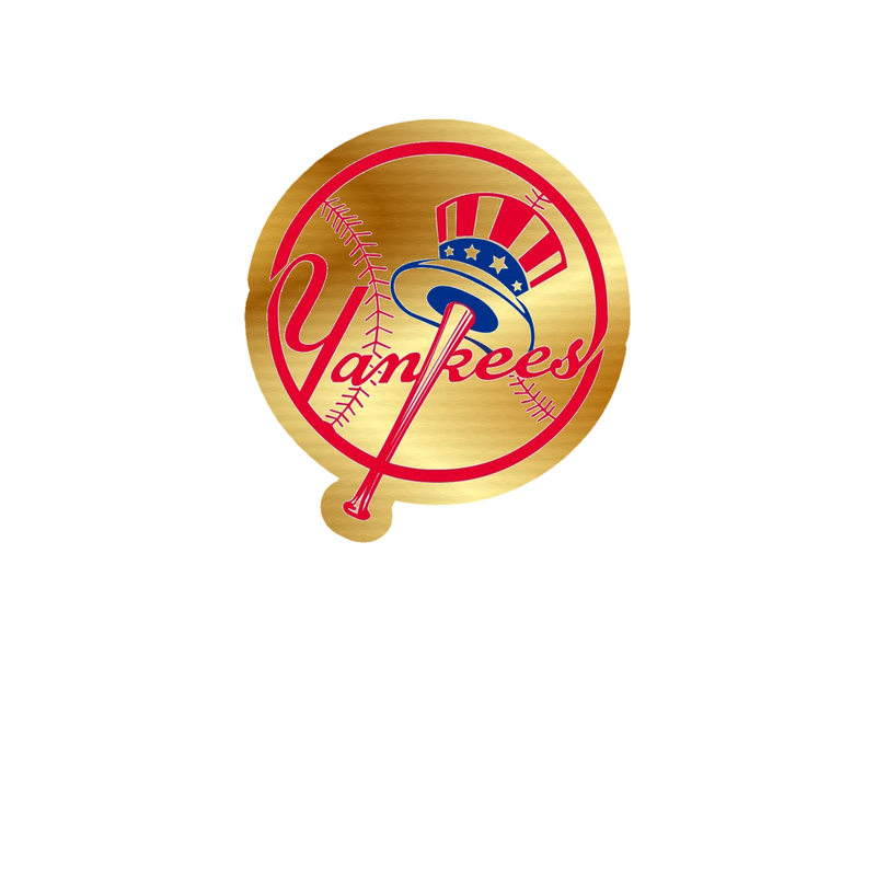 New York Yankees - Baseball With Yankees - Gold Chrome Vinyl Sticker - Custom Size