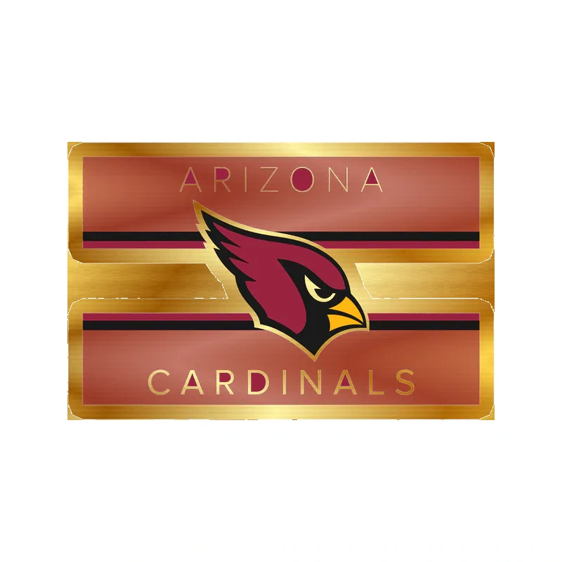 Arizona Cardinals - Rectangle - Gold Chrome Vinyl Sticker - Custom Size