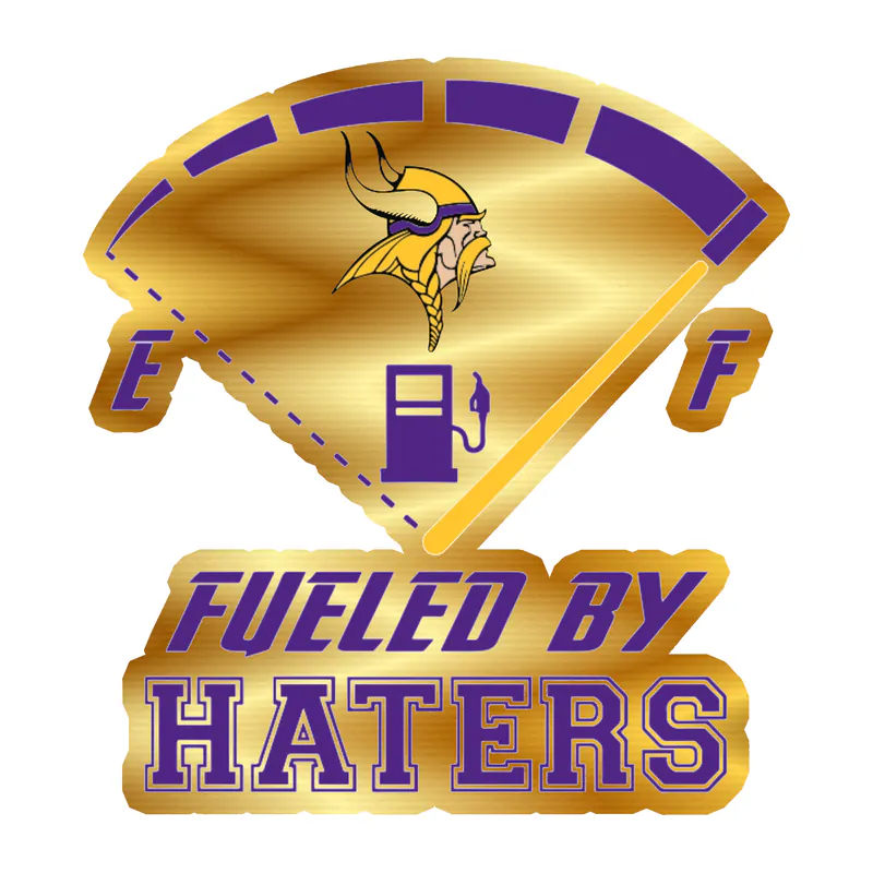 Minnesota Vikings - Fueled By Haters 2 - Gold Chrome Vinyl Sticker - Custom Size