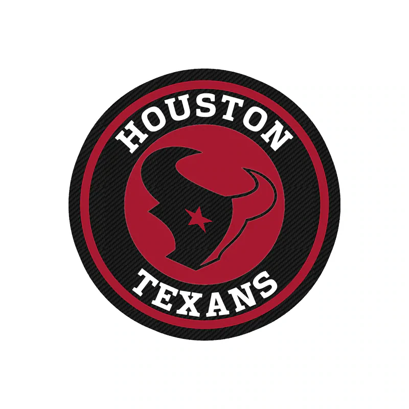 Houston Texans - Red And Blue Circle - Carbon Fiber Vinyl Sticker - Custom Size