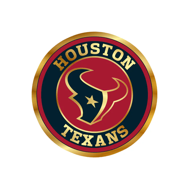 Houston Texans - Red And Blue Circle - Gold Chrome Vinyl Sticker - Custom Size
