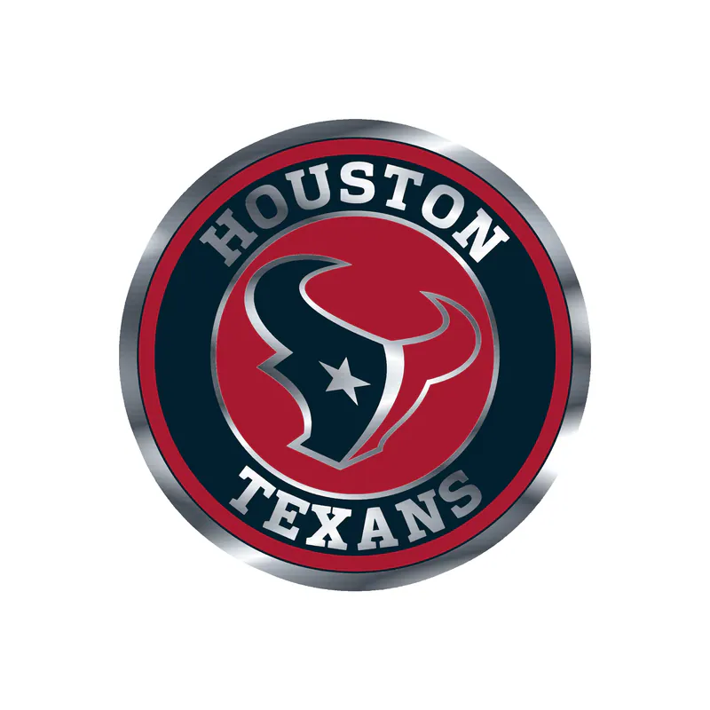 Houston Texans - Red And Blue Circle - Silver Chrome Vinyl Sticker - Custom Size
