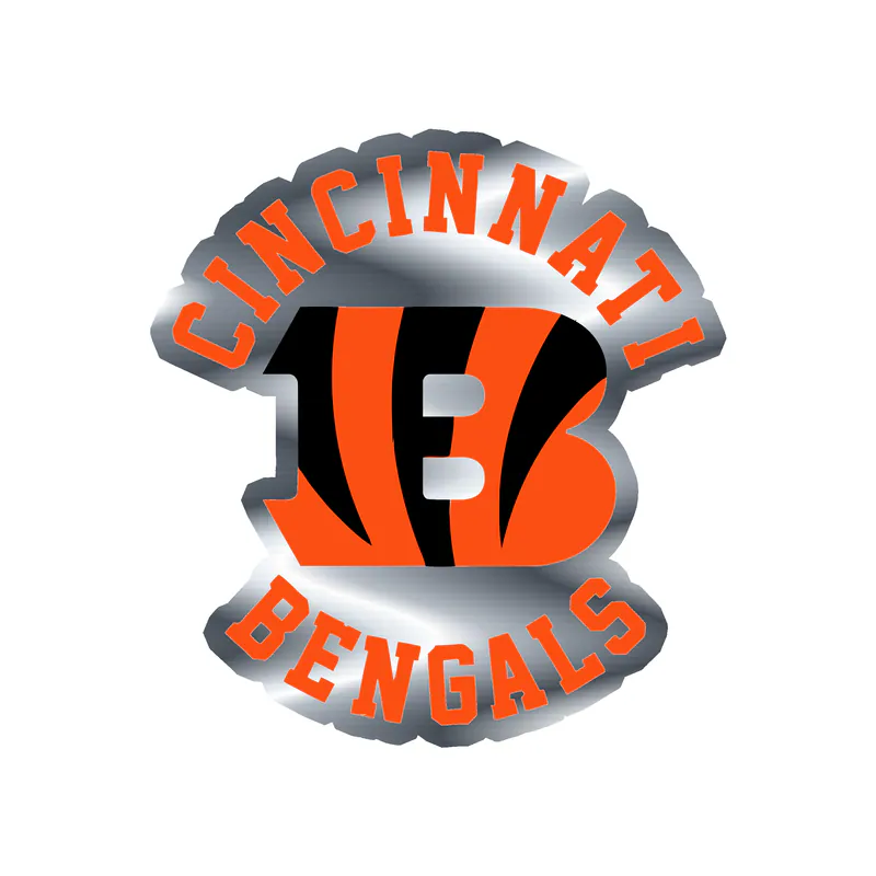Cincinnati Bengals - B Middle - Silver Chrome Vinyl Sticker - Custom Size