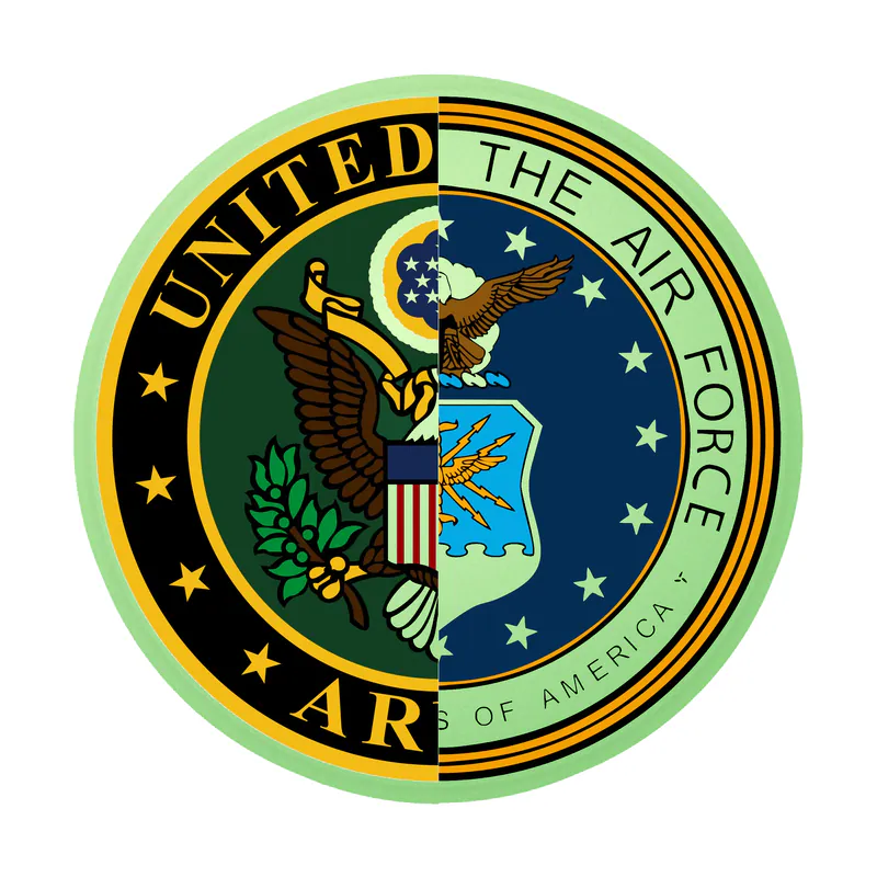 Air Force Seal and Army Seal Glow in the Dark Vinyl Decal