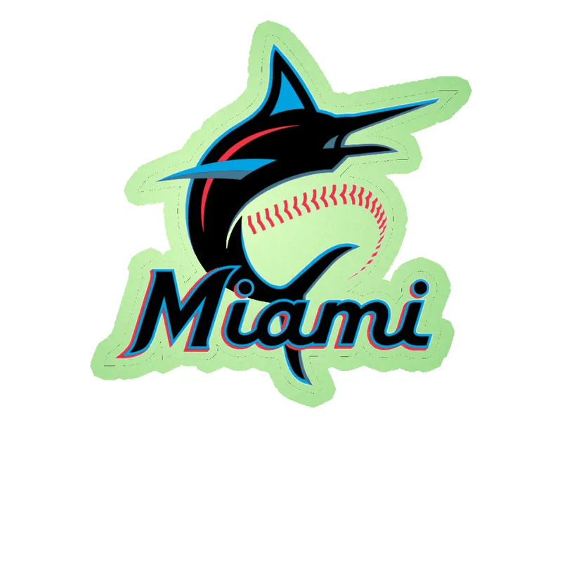 Miami Marlins - Miami With Baseball - Glow in the Dark Vinyl Sticker - Custom Size