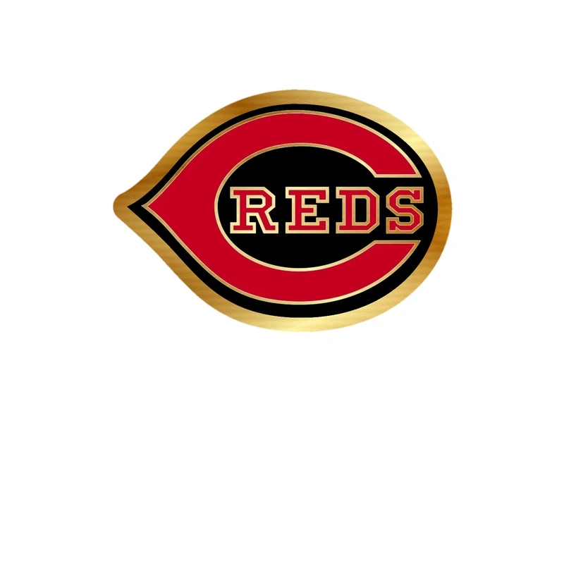 Cincinnati Reds - Red C with Reds - Gold Chrome Vinyl Sticker - Custom Size