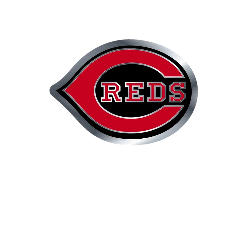Cincinnati Reds - Red C with Reds - Silver Chrome Vinyl Sticker - Custom Size
