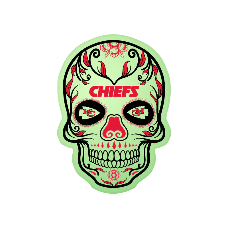 Kansas City Chiefs - Dark Sugar Skull - Glow in the Dark Vinyl Sticker – Custom Size