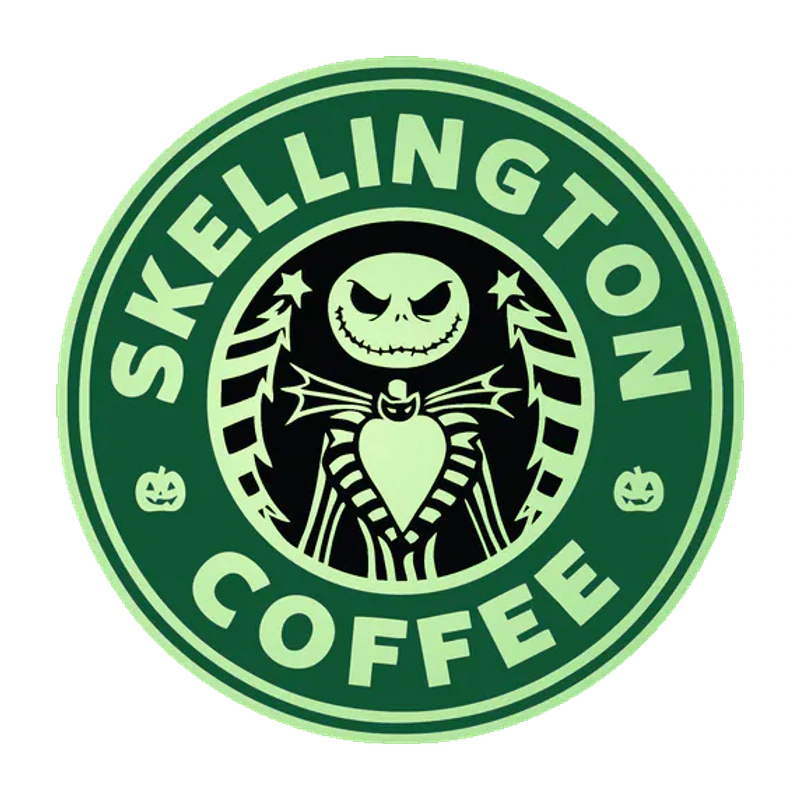 Jack Skellington Coffee Glow in the Dark Vinyl Decal - Custom Size