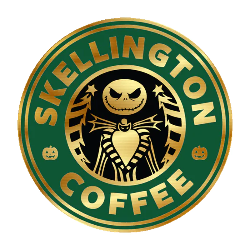 Jack Skellington Coffee Gold Chrome Vinyl Decal - Custom Size