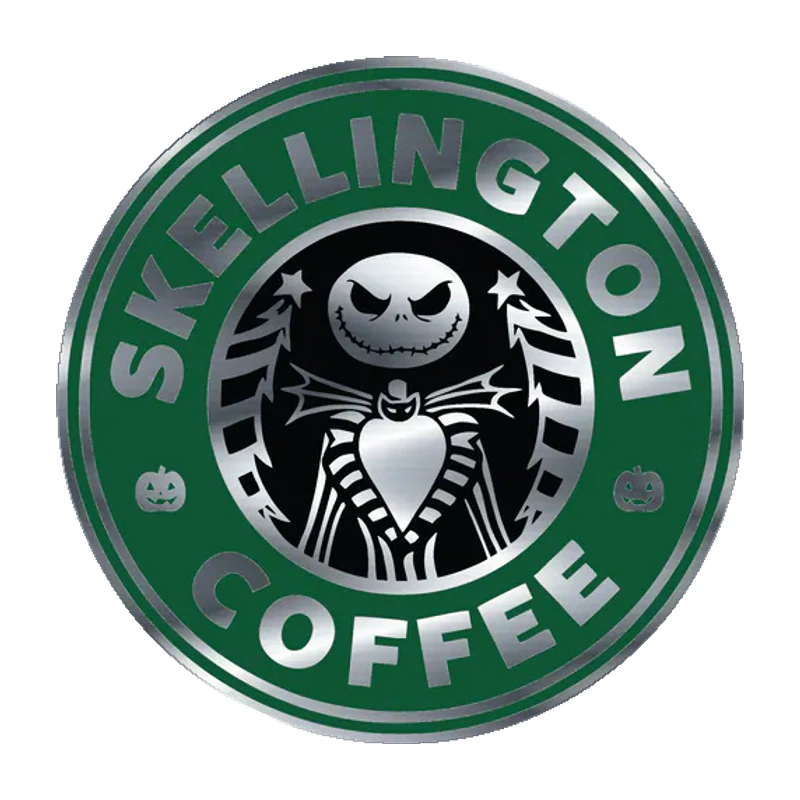 Jack Skellington Coffee Silver Chrome Vinyl Decal - Custom Size