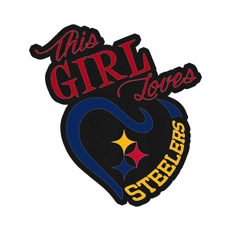 Pittsburgh Steelers - This Girl Loves Steelers - Carbon Fiber Vinyl Sticker - Custom Size