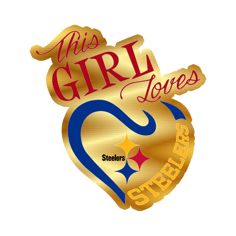 Pittsburgh Steelers - This Girl Loves Steelers - Gold Chrome Vinyl Sticker - Custom Size