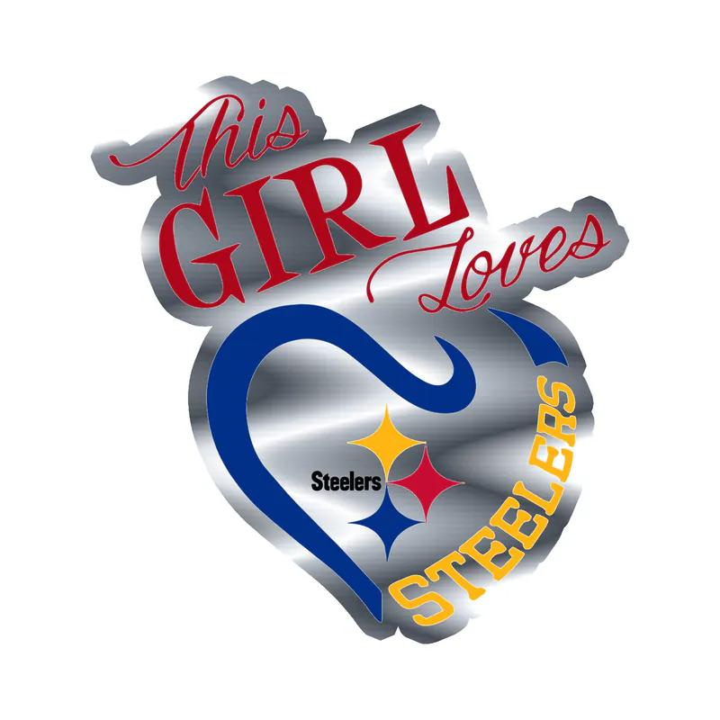Pittsburgh Steelers - This Girl Loves Steelers - Silver Chrome Vinyl Sticker - Custom Size