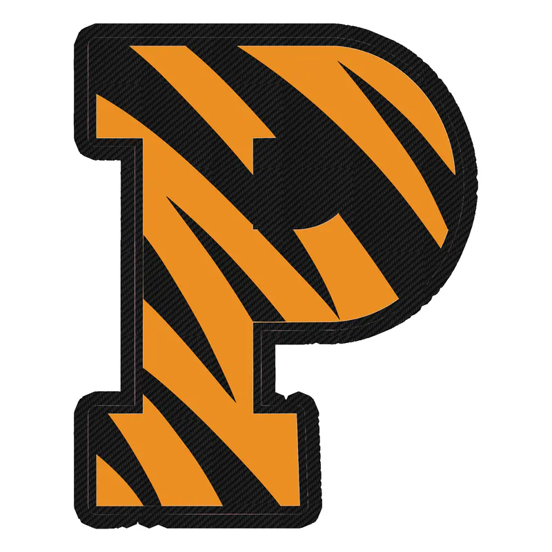 Princeton Tigers - Tiger Print P - Carbon Fiber Vinyl Decal - Custom Size