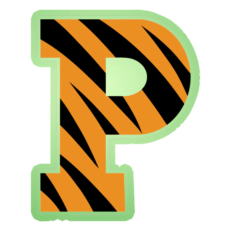 Princeton Tigers - Tiger Print P - Glow in the Dark Vinyl Decal - Custom Size