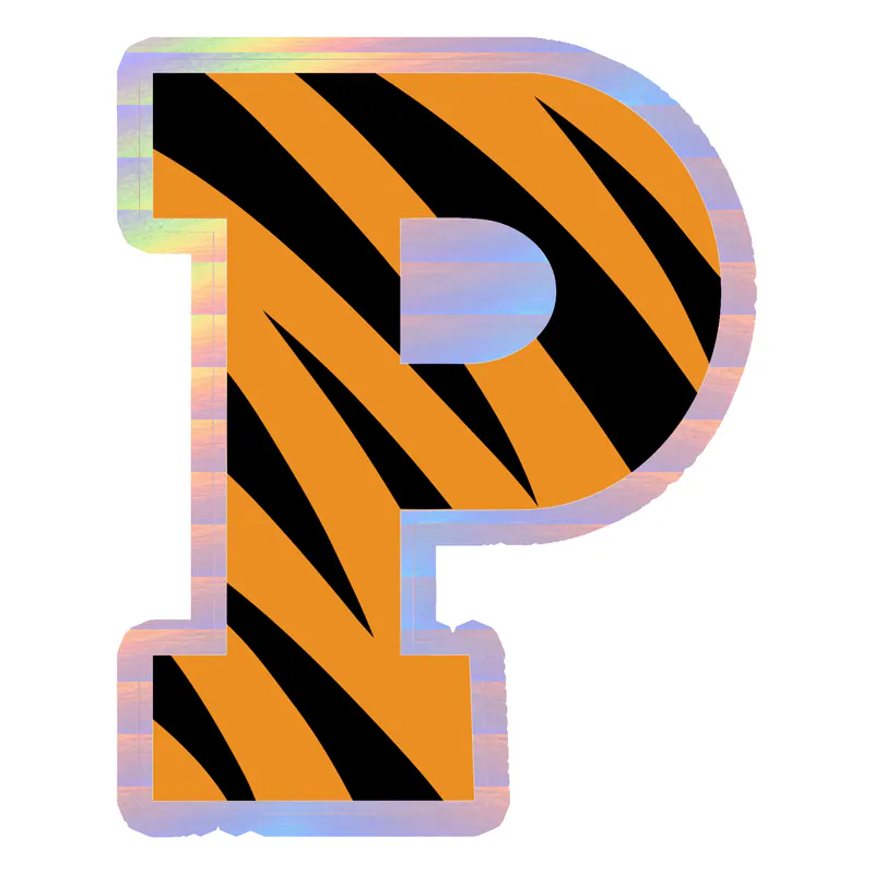 Princeton Tigers - Tiger Print P - Holographic Vinyl Decal - Custom Size