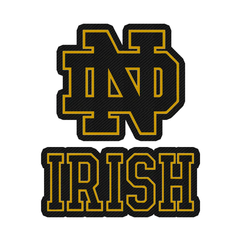 Notre Dame - ND With Irish - Carbon Fiber Vinyl Sticker - Custom Size