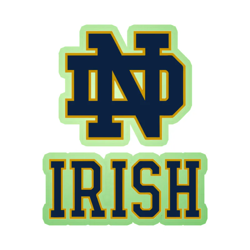 Notre Dame - ND With Irish - Glow in the Dark Vinyl Sticker - Custom Size