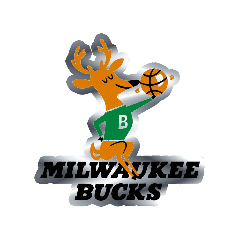 Milwaukee Bucks - Image 1 - Silver Chrome Vinyl Sticker - Custom Size