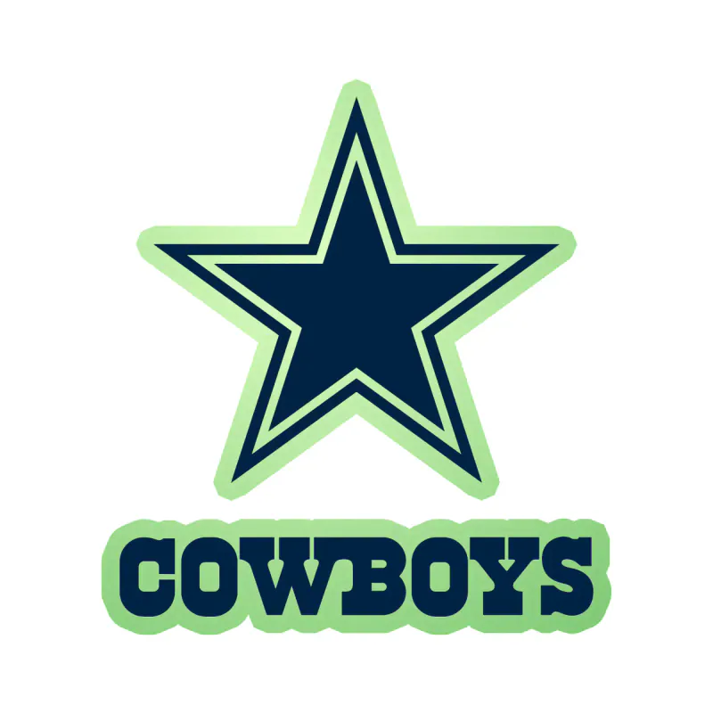 Dallas Cowboys - Star - Image 1 - Glow in the Dark Vinyl Sticker - Custom Size