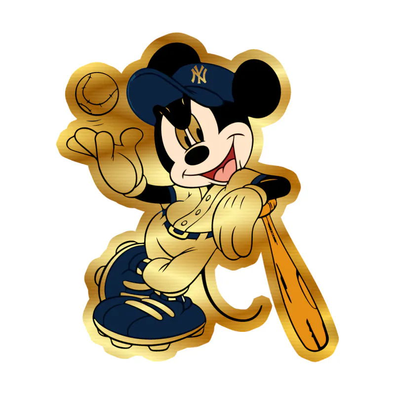 New York Yankees - Mickey - Gold Chrome Vinyl Sticker - Custom Size