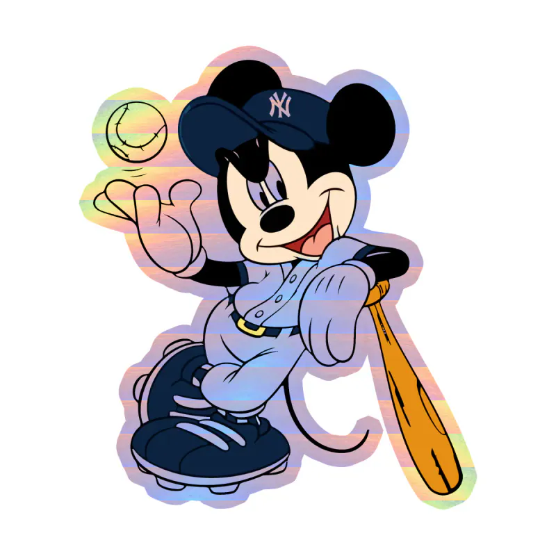 New York Yankees - Mickey - Holographic Vinyl Sticker - Custom Size