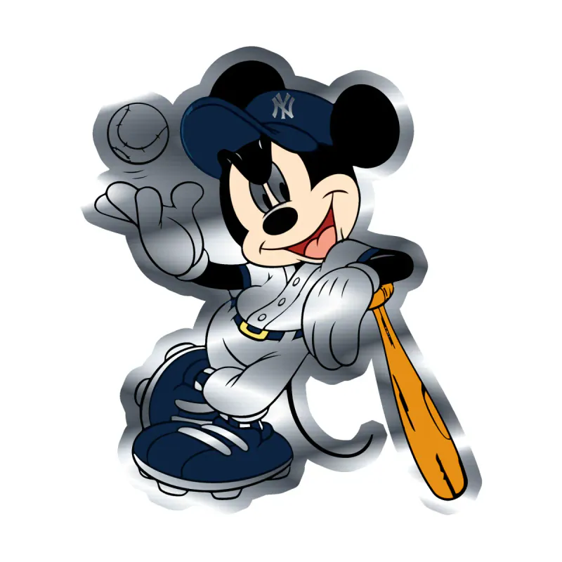 New York Yankees - Mickey - Silver Chrome Vinyl Sticker - Custom Size