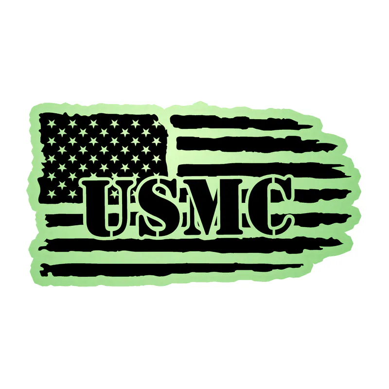 USMC American Flag Glow in the Dark Vinyl Decal - Custom Size